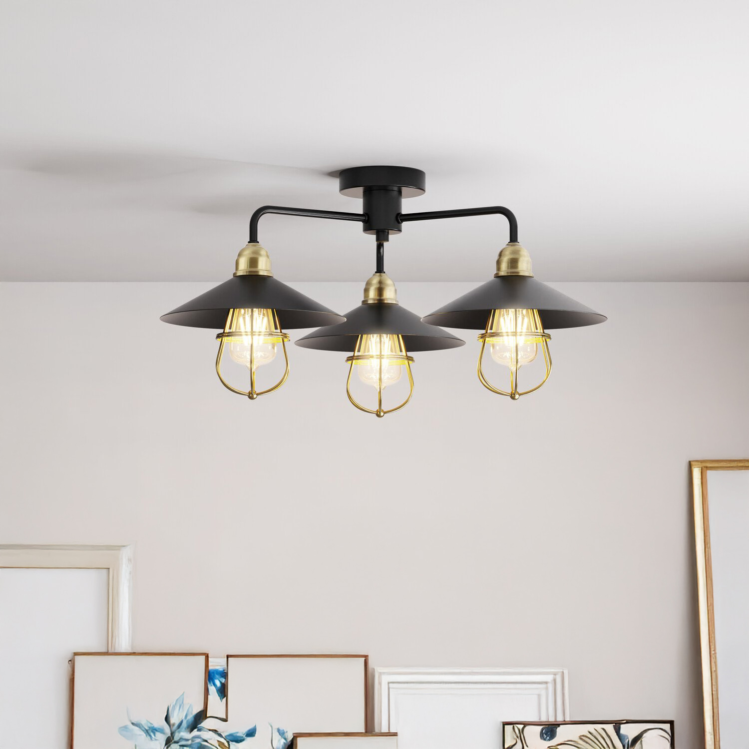 Dylan 3 Arm Ceiling Fitting Black Image 6