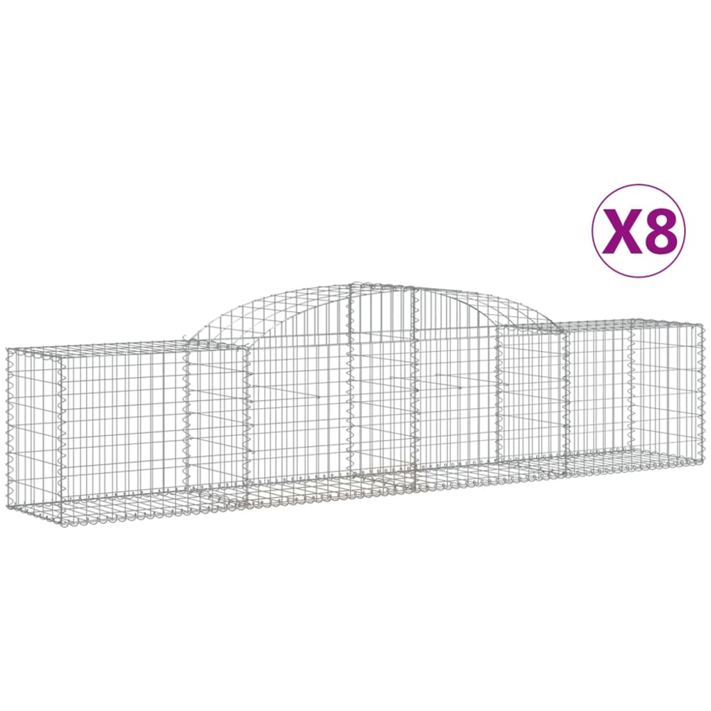 vidaXL Silver Galvanised Iron Arched Gabion Basket 300 x 50 x 60/80cm 8 Pack Image 2