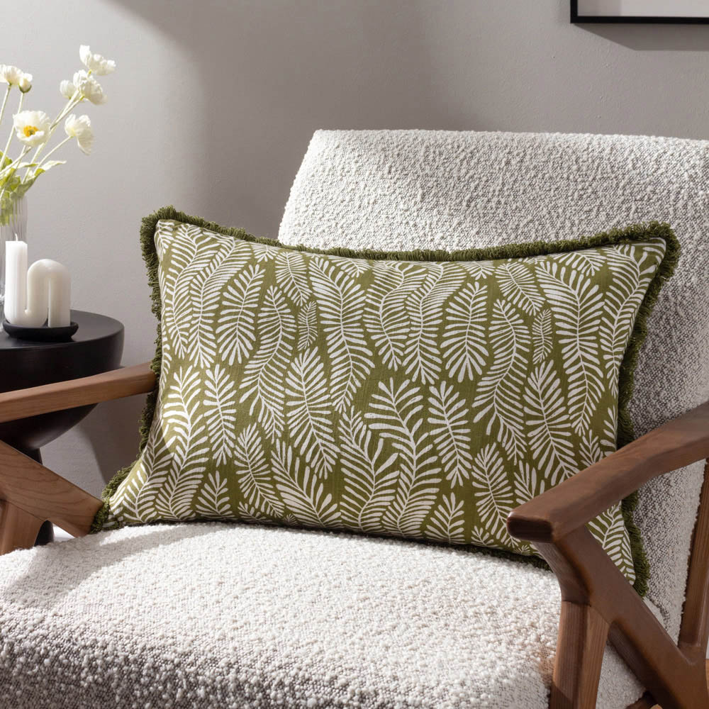 Hoem Olive Frond Abstract Cushion Image 2