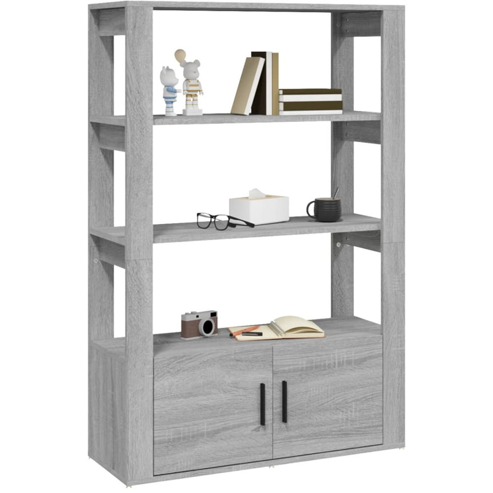 vidaXL 2 Door 3 Shelf Grey Sonoma Wooden Sideboard Image 5