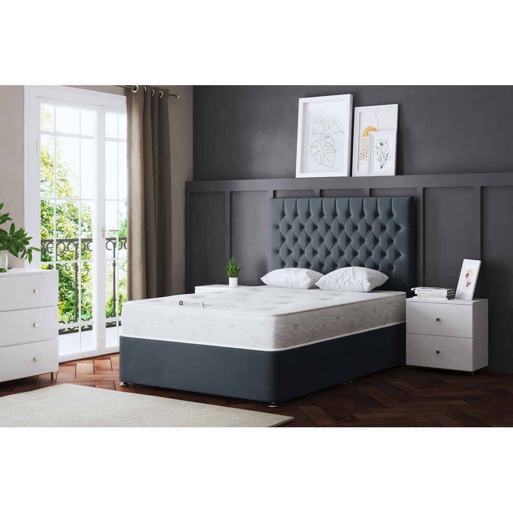 DS Living Seraphine Double Steel Upholstered Panel Divan Bed with 2 Drawer Image 6