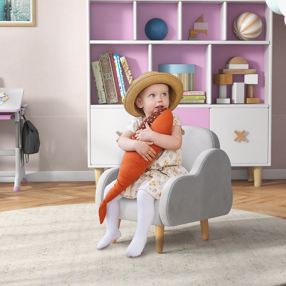 Tommy Toys Grey Cloud Shaped Kids Armchair Image 4