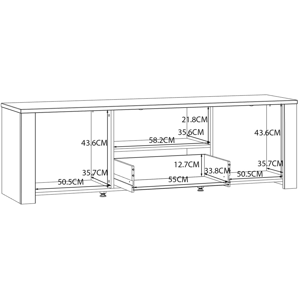 Florence Bohol 2 Door Single Drawer Navy Riviera Oak TV Unit Image 9