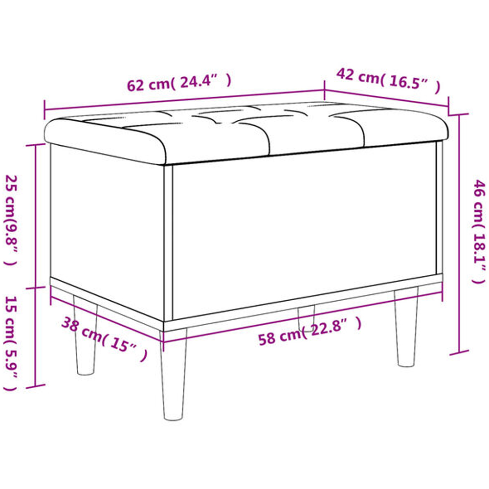 vidaXL Brown Oak Lift-Up Seat Storage Bench Image 6