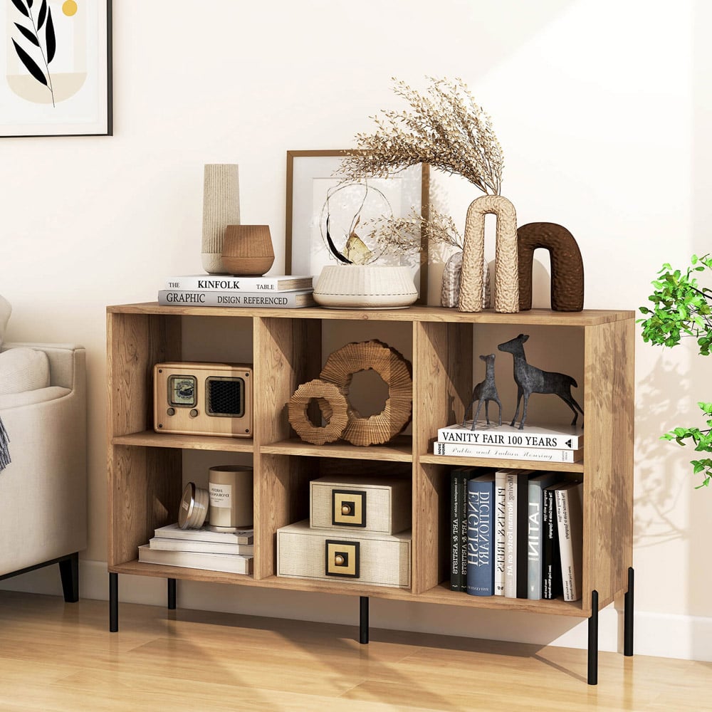 Costway 6 Cube Natural Wooden Bookshelf Image 3