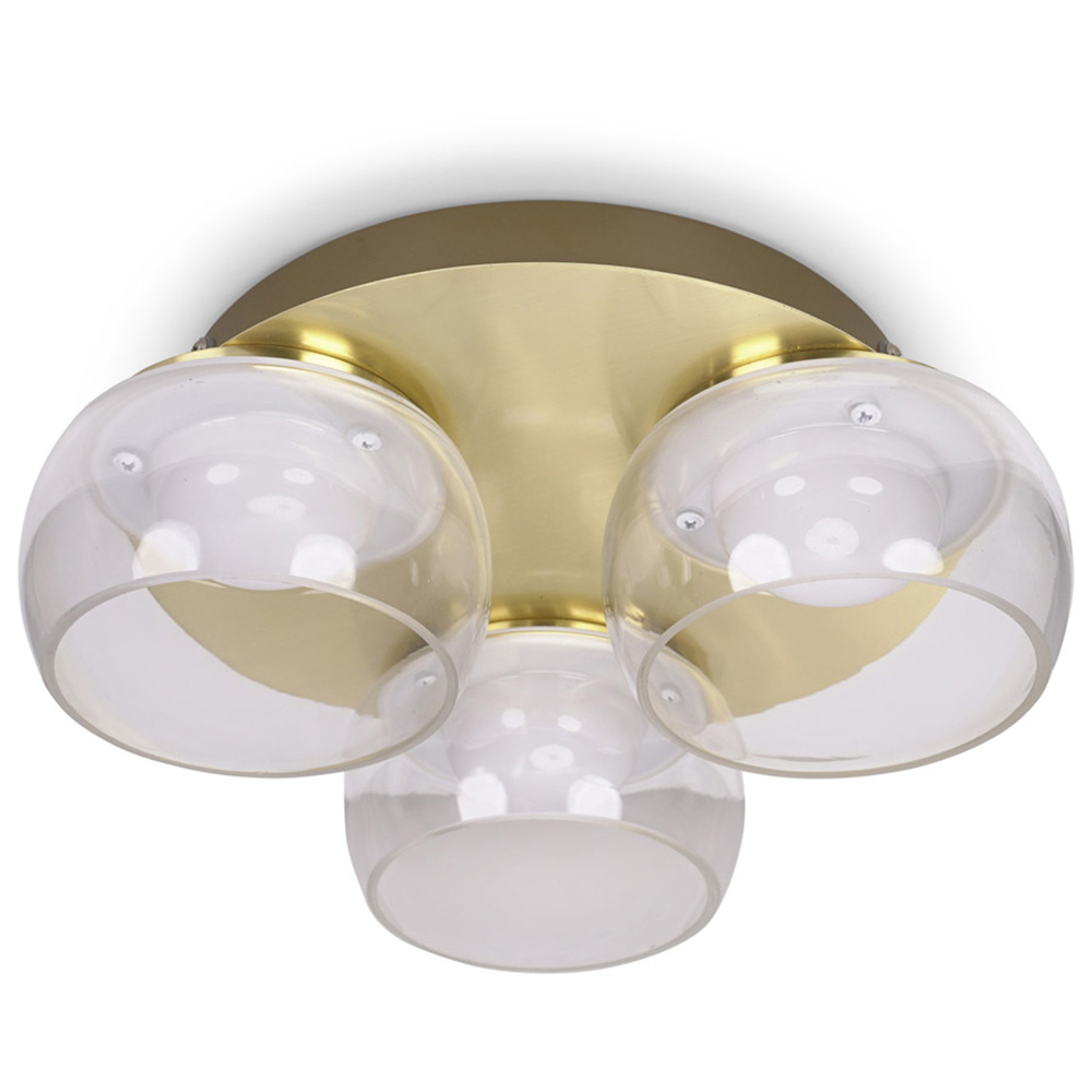 ValueLights Alissa Brushed Gold LED 3 Way Ceiling Light with Smoked Glass Image 1