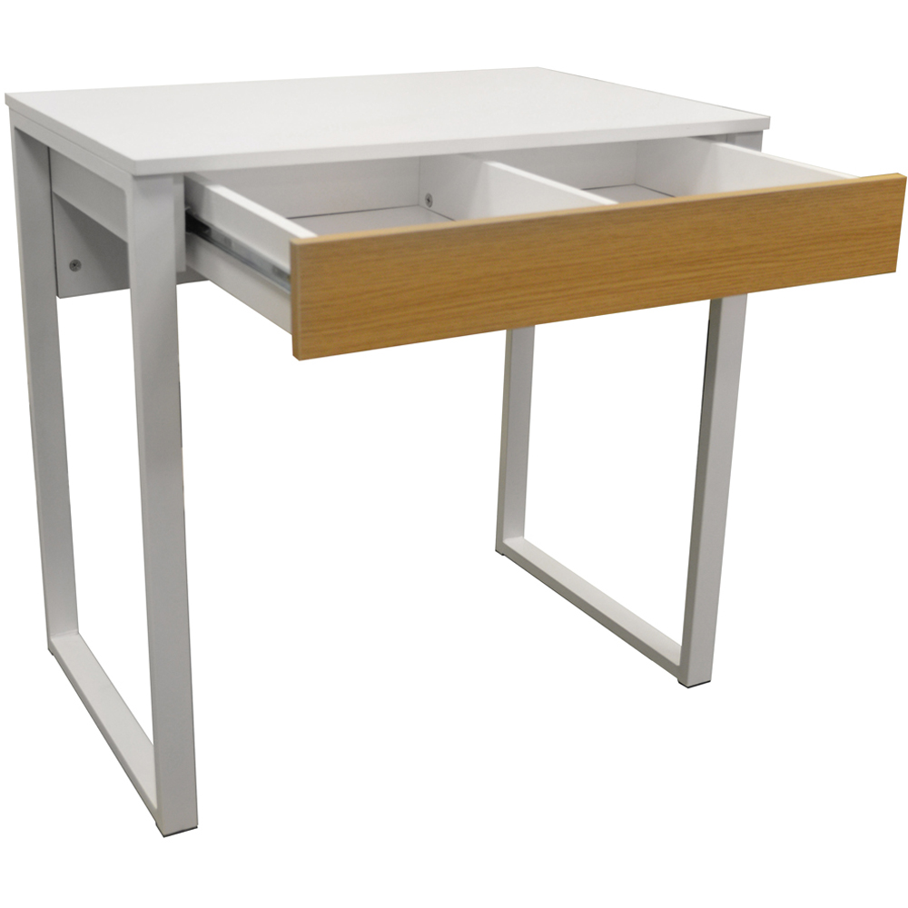 Watsons Loop Single Drawer Computer Desk White and Oak Image 3