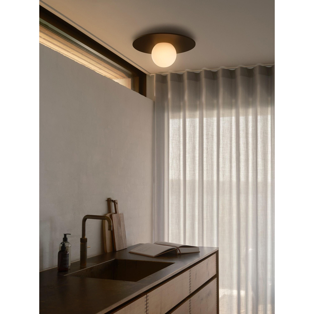 Nordlux Siona Black Round Opal White Glass Diffuser Ceiling Light Image 5
