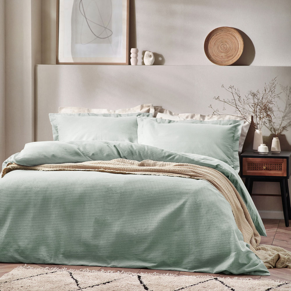 Yard Single Seafoam Waffle Duvet Set Image 3