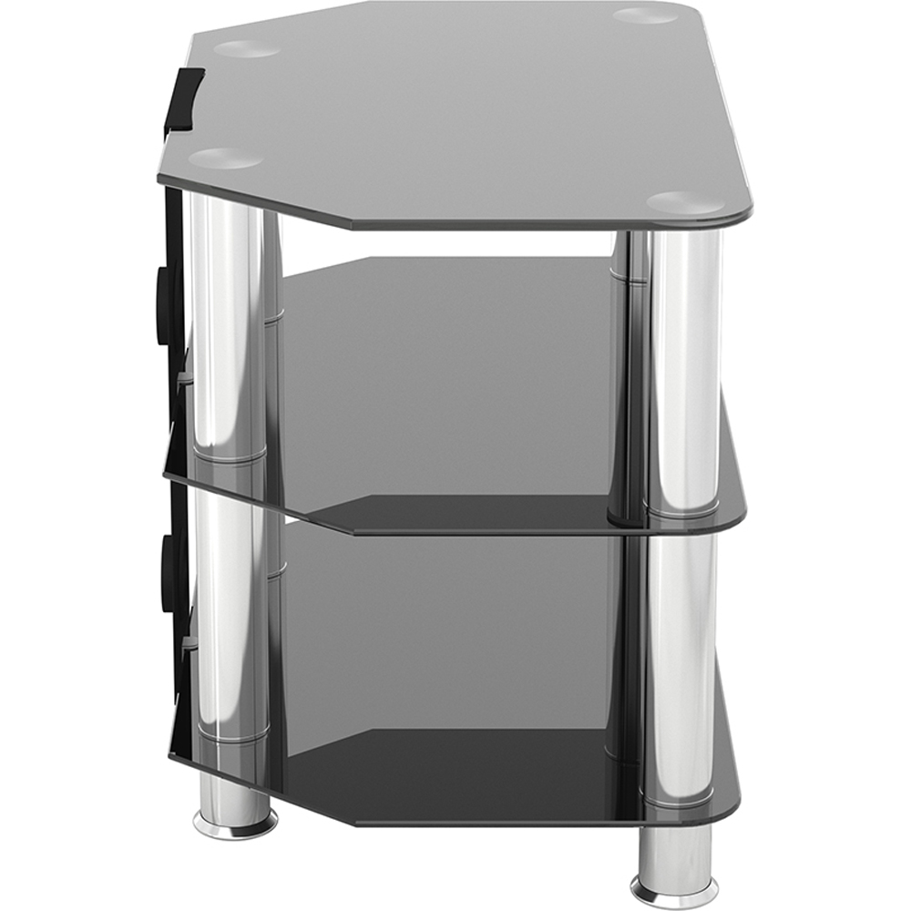 AVF Classic 2 Shelf Black and Chrome Glass Corner TV Unit with Cable Management Image 4