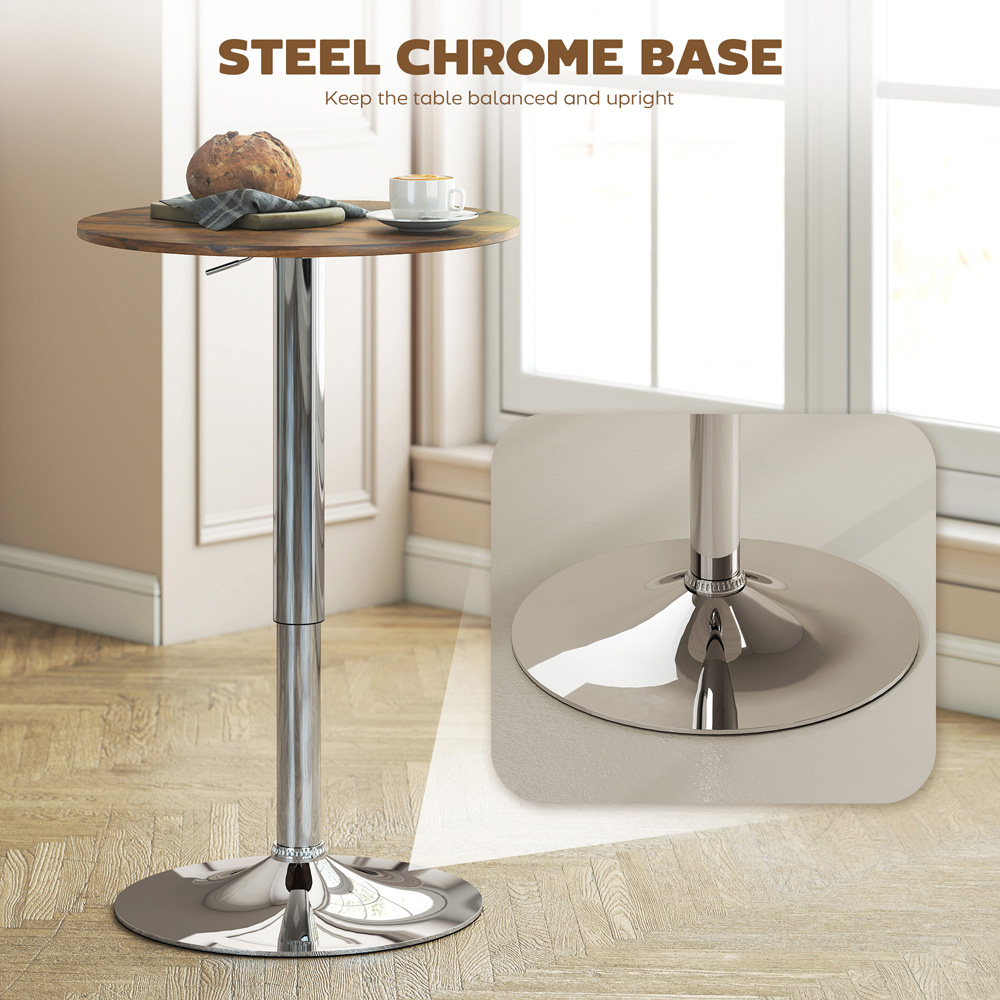 Portland 2 Seater Rustic Brown Height Adjustable Round Swivel Bar Dining Table Image 6