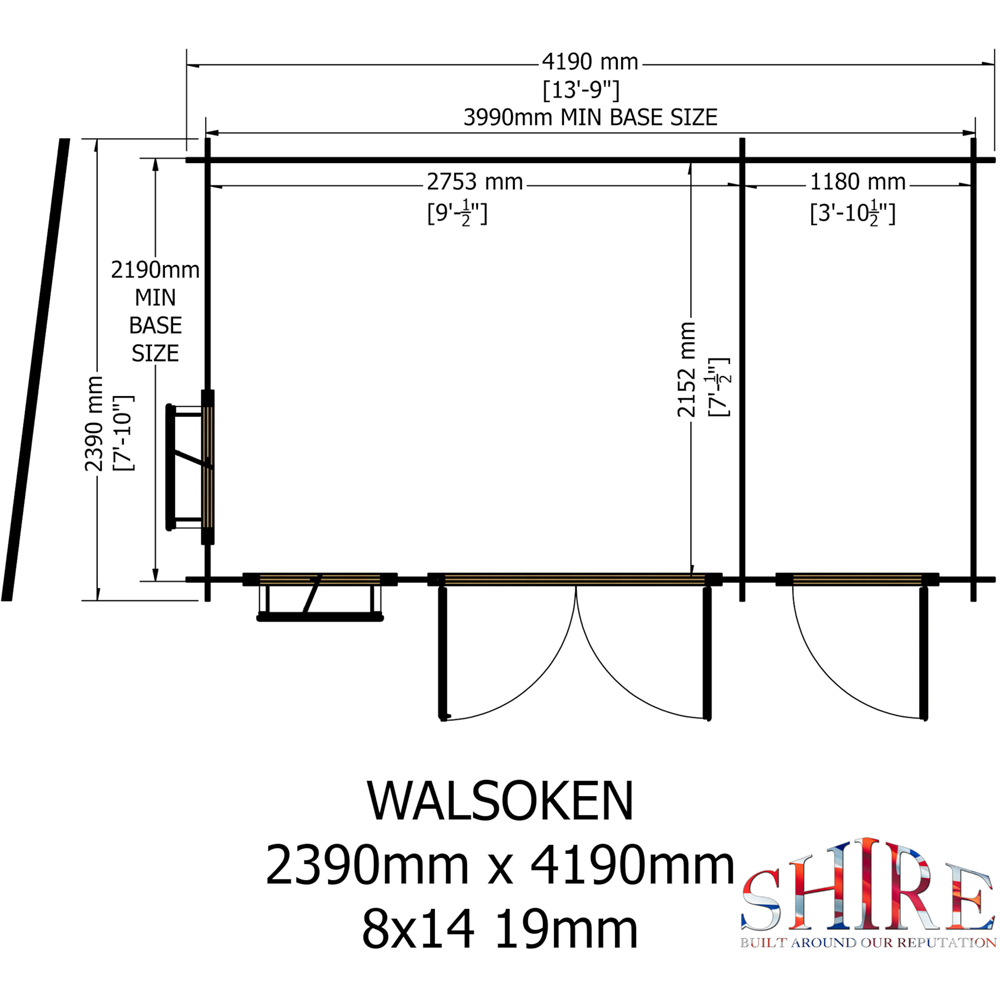 Shire Walsoken 8 x 14ft Dual-Purpose Pent Garden Log Cabin with Integral Storage Image 7