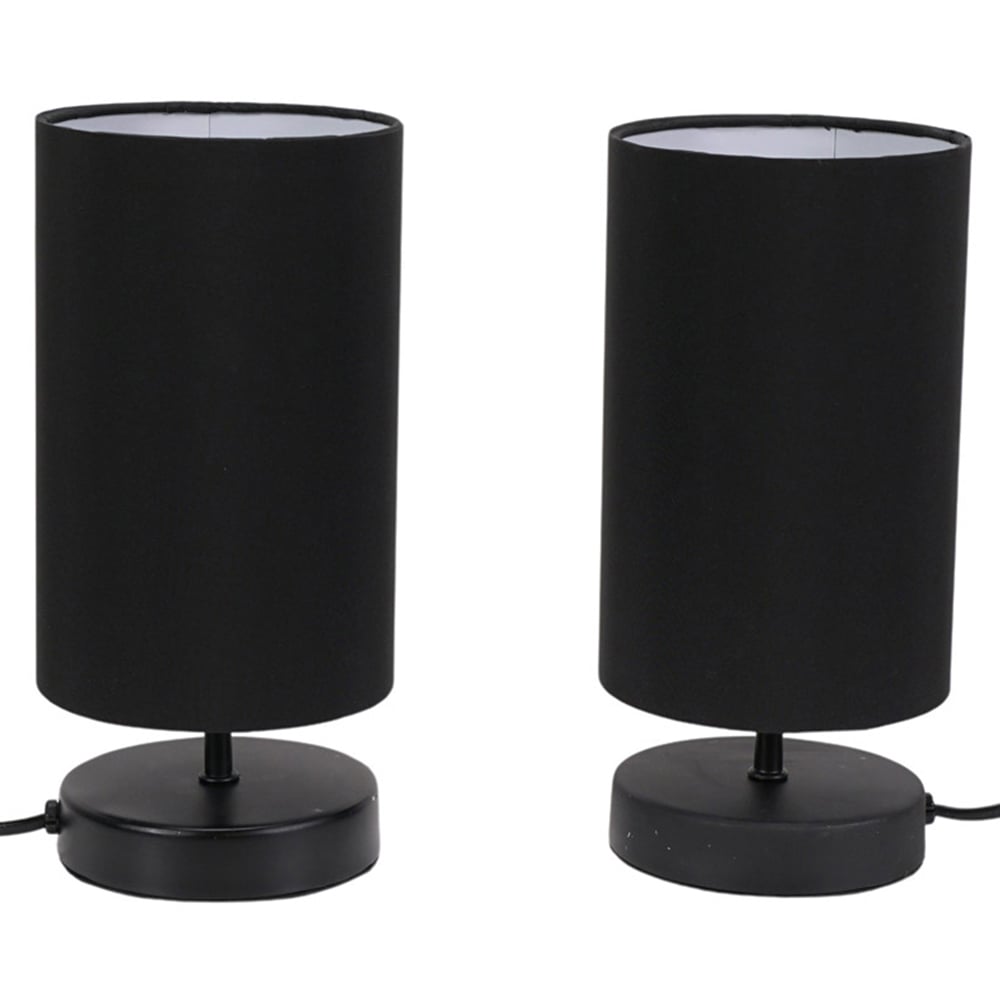 ValueLights Francis 2 Pack Matt Black Shade Dimmable Touch LED Table Lamp Image 1