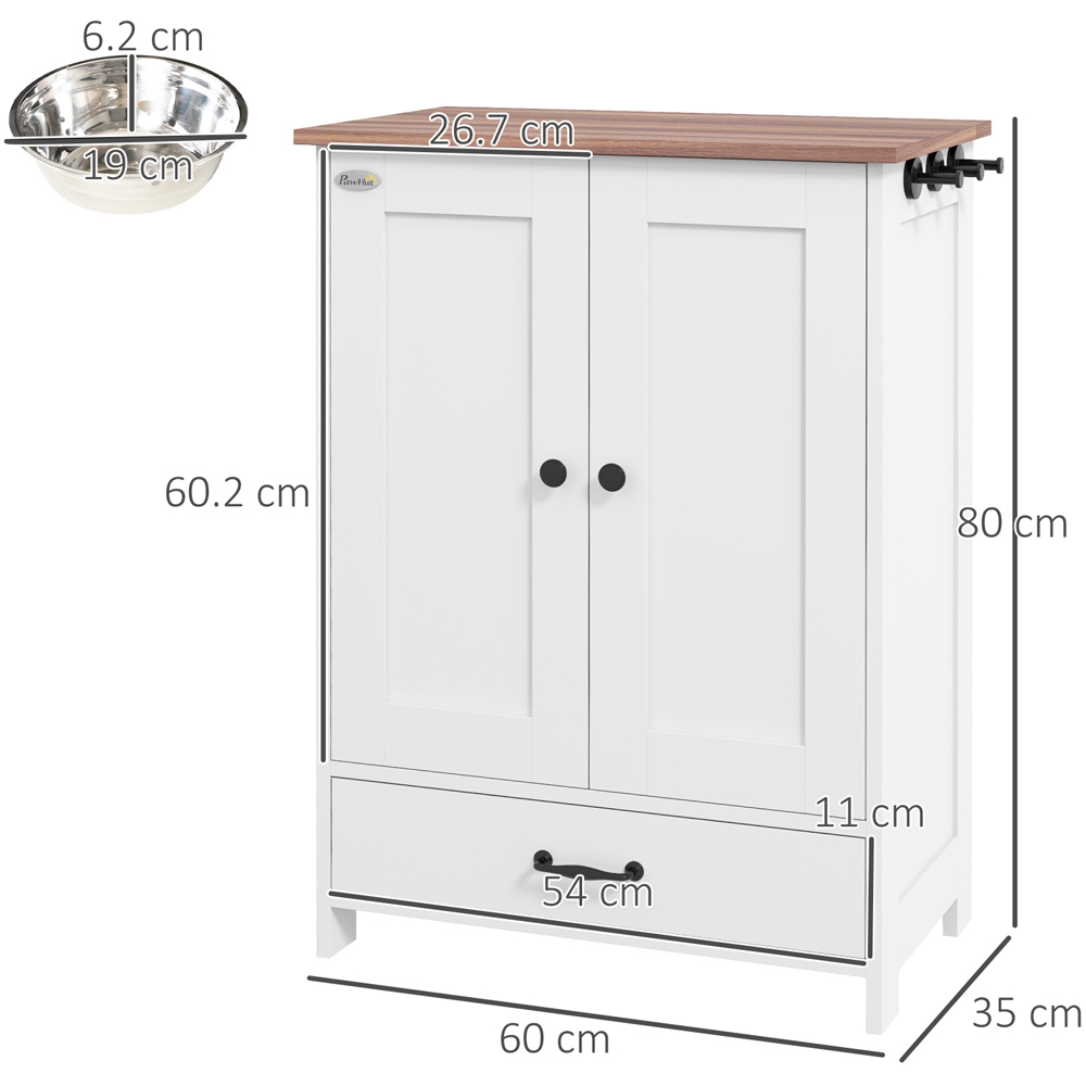PawHut White Pet Feeding Station with Storage Image 9