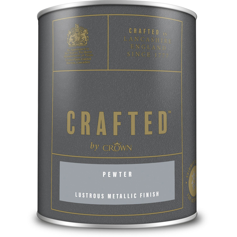 Crown Crafted Walls Wood & Metal Pewter Lustrous Metallic Shimmer Emulsion Paint 1.25L Image 2