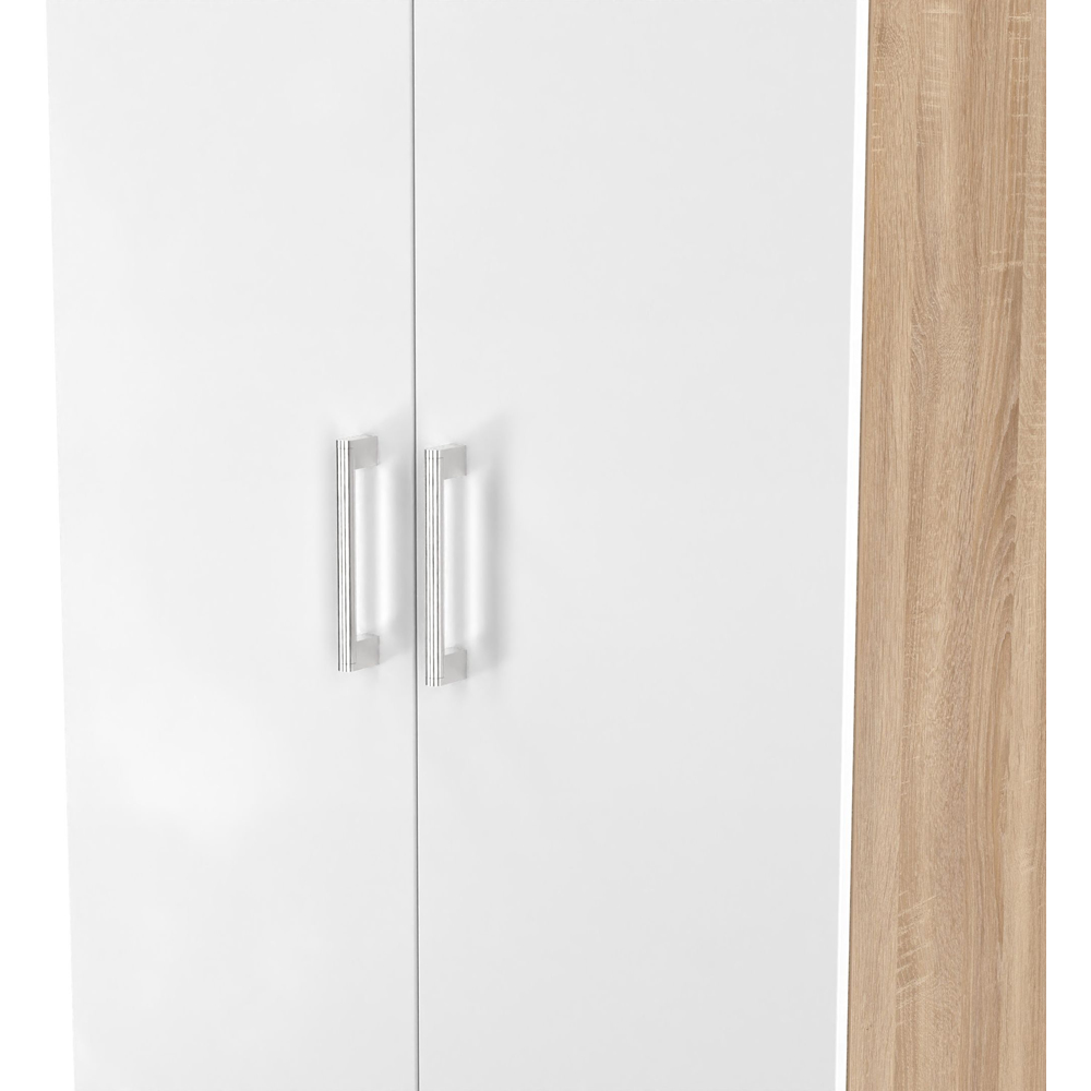 Crowndale Devon 2 Door Matt White and Bardolino Oak Wardrobe Ready Assembled Image 5