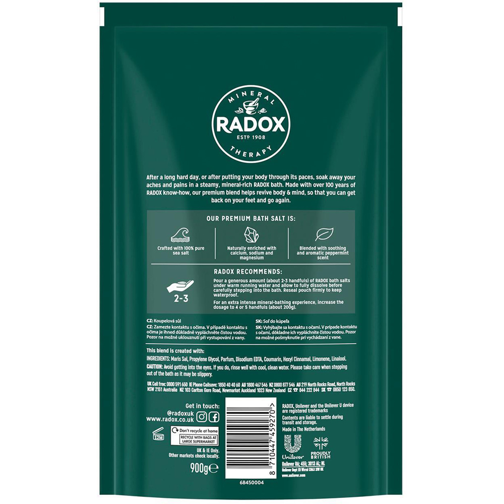 Radox Peppermint Muscle Relax Therapy Bath Salt 900g 4 Pack Image 4