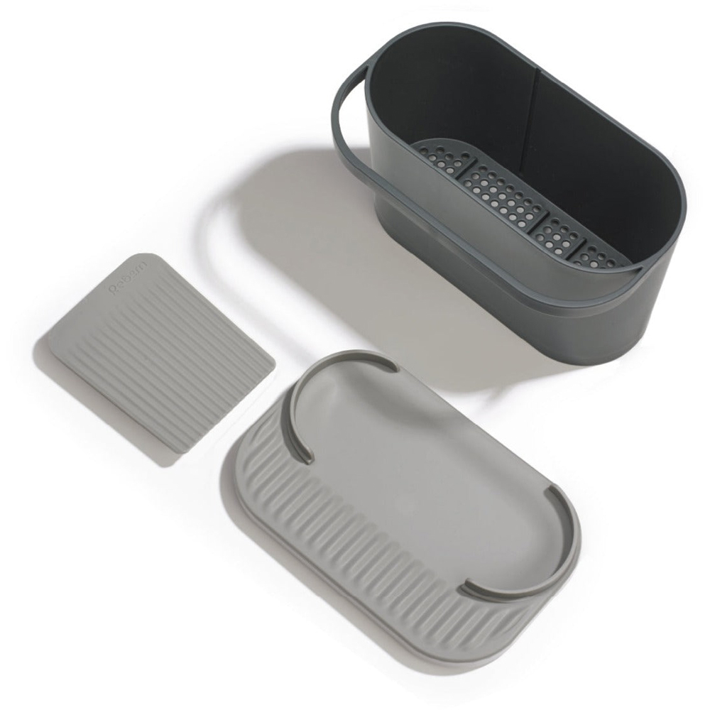 ReBorn Dark Grey Compact Plastic Sink Tidy with Drainage Tray Image 5