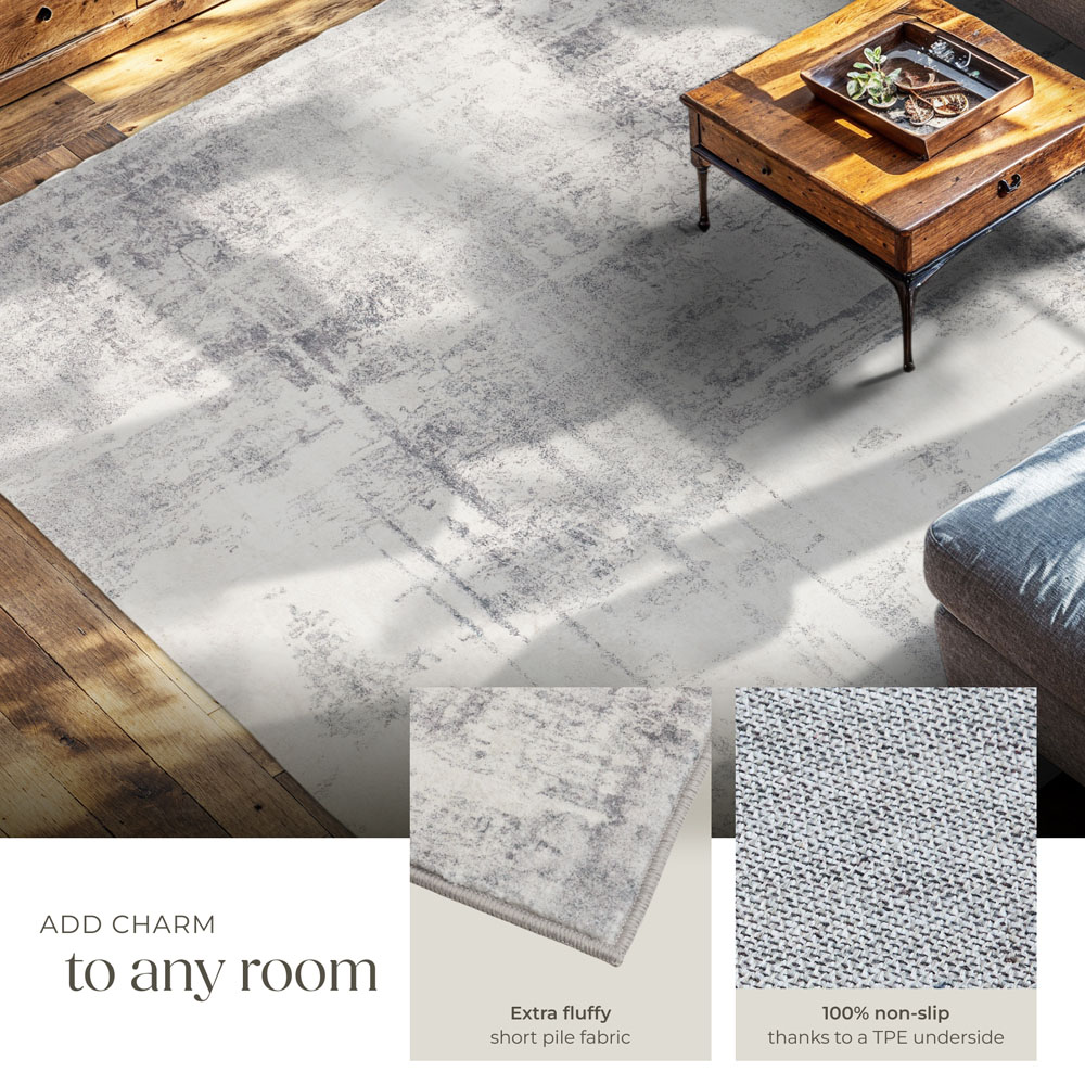 tectake Nadira Black and Beige Abstract Pattern Non-Slip Rug 340 x 240cm Image 6