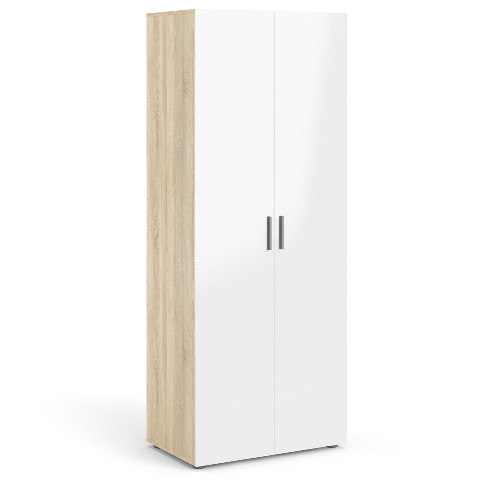 Florence 2 Door Oak and White High Gloss Wardrobe Image 2