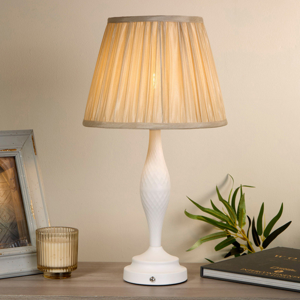 Lighting Collection Spindle White Rechargeable LED Table Lamp Image 2