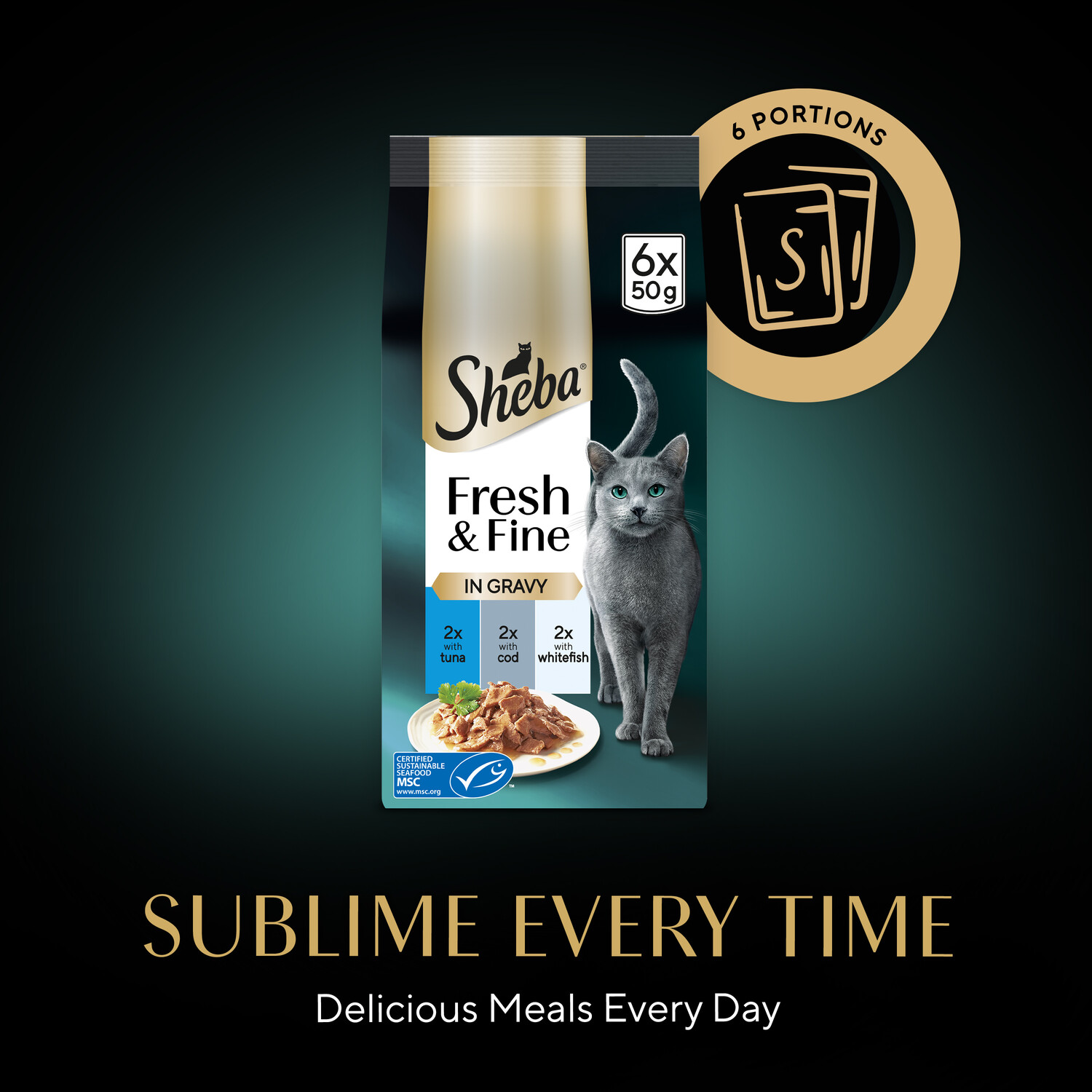 Sheba Fresh and Fine Wet Cat Food Brown / Tuna, Cod and Whitefish Image 10