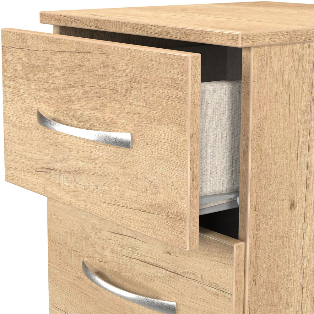 Crowndale Avon 3 Drawer Nebraska Oak Bedside Cabinet Ready Assembled Image 6