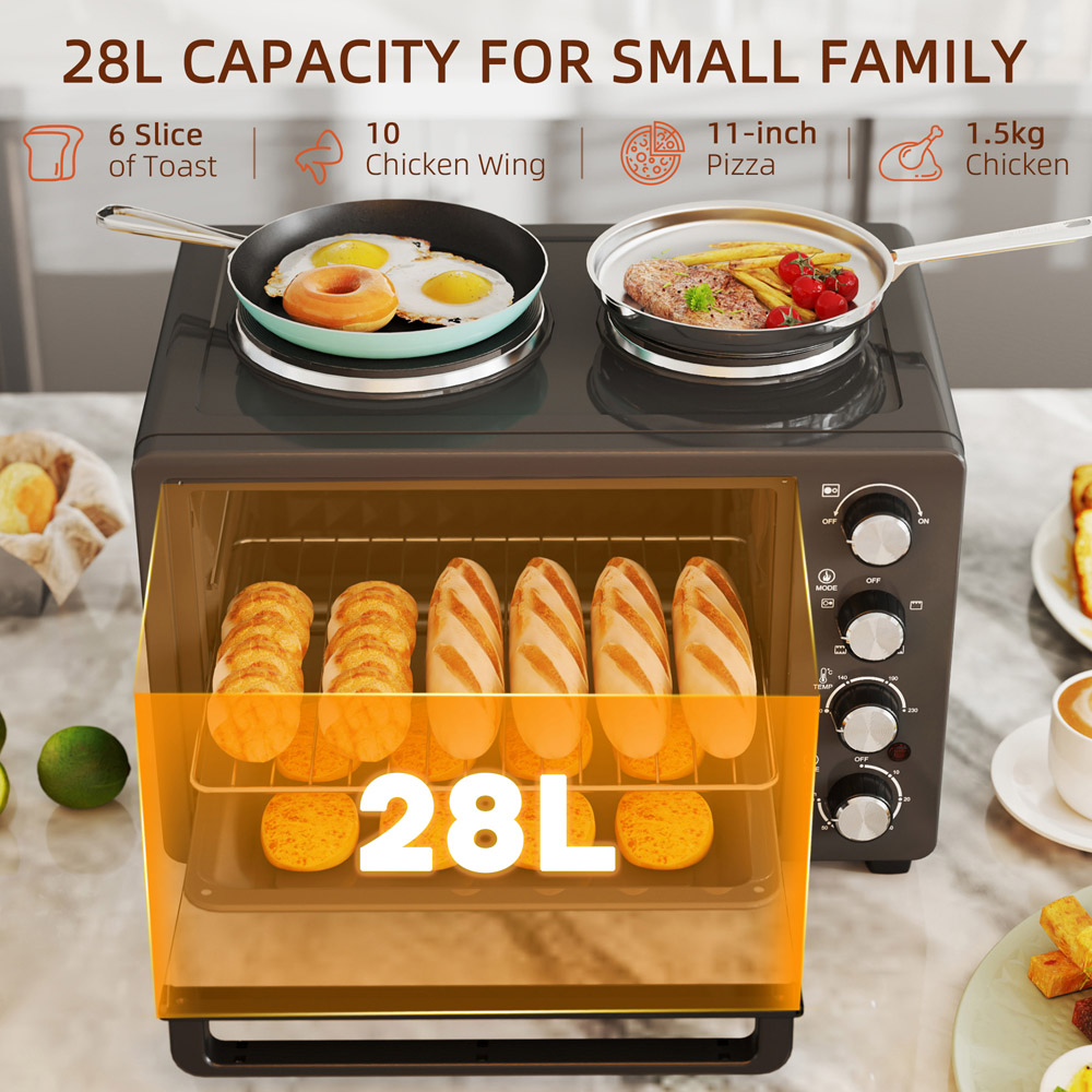 HOMCOM 800-198V70BK Black 28L Countertop Toaster Oven 2600W Image 4