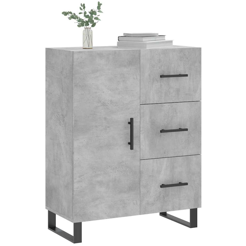 vidaXL Single Door 3 Drawer Concrete Grey Sideboard Image 3