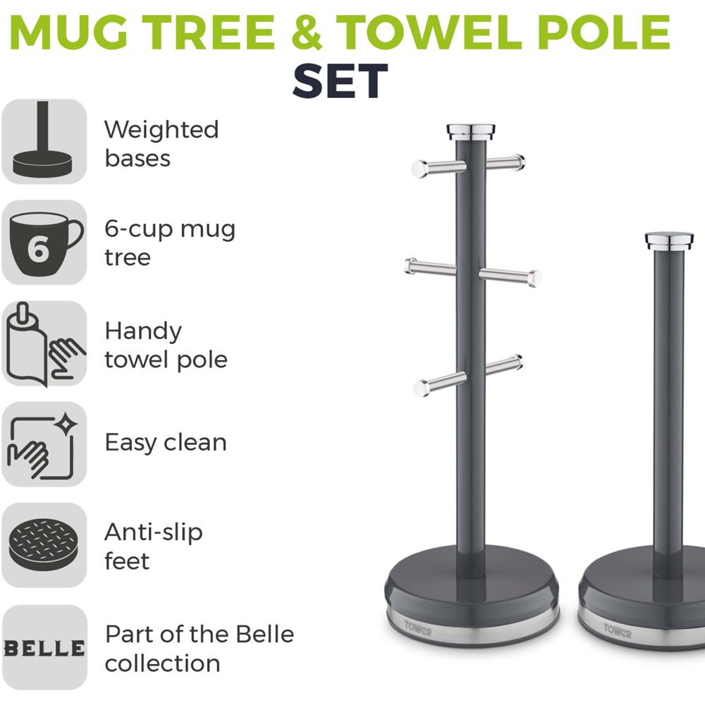 Tower Belle Graphite Mug Tree and Towel Pole Set Image 2