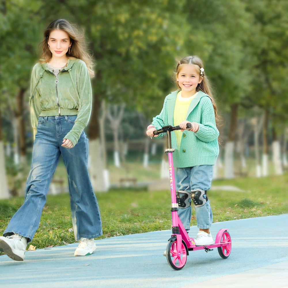Tommy Toys AIYAPLAY Pink Adjustable Handlebar Foldable Kids Kick Scooter Image 2