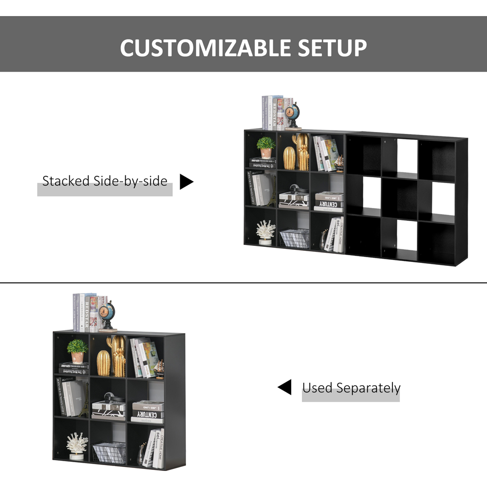 HOMCOM 9 Shelf Black Bookshelf Image 7
