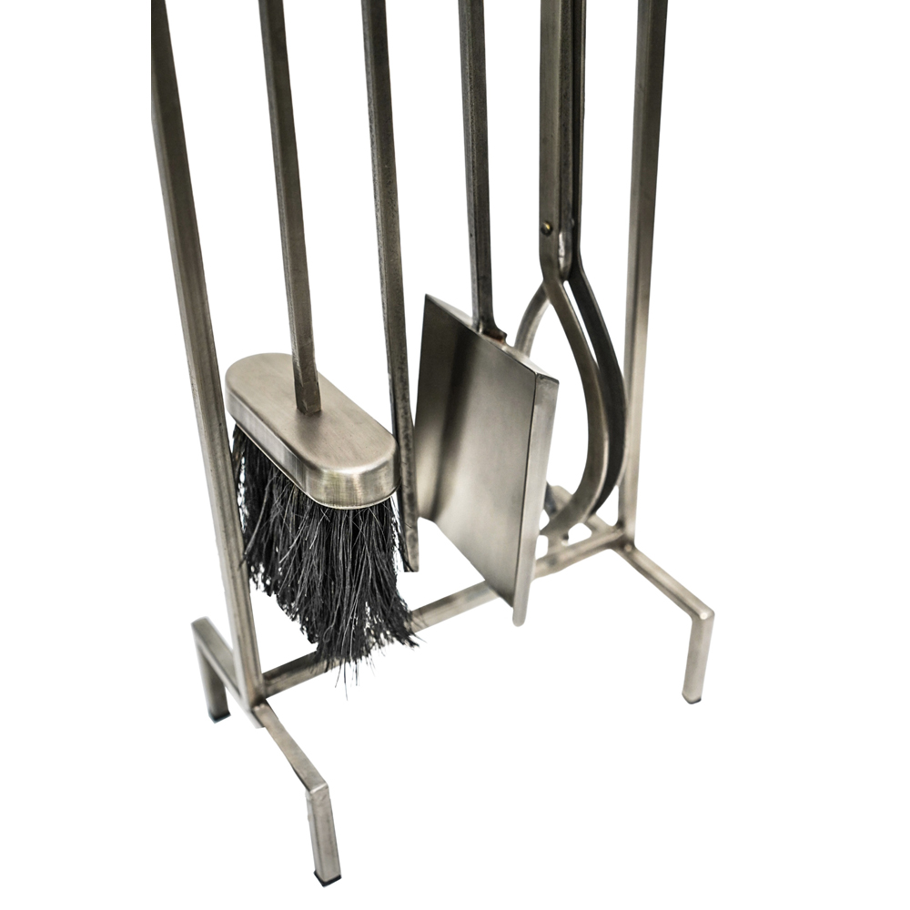 Ivyline 4 Piece Pewter Iron Fireside Companion Set Image 2