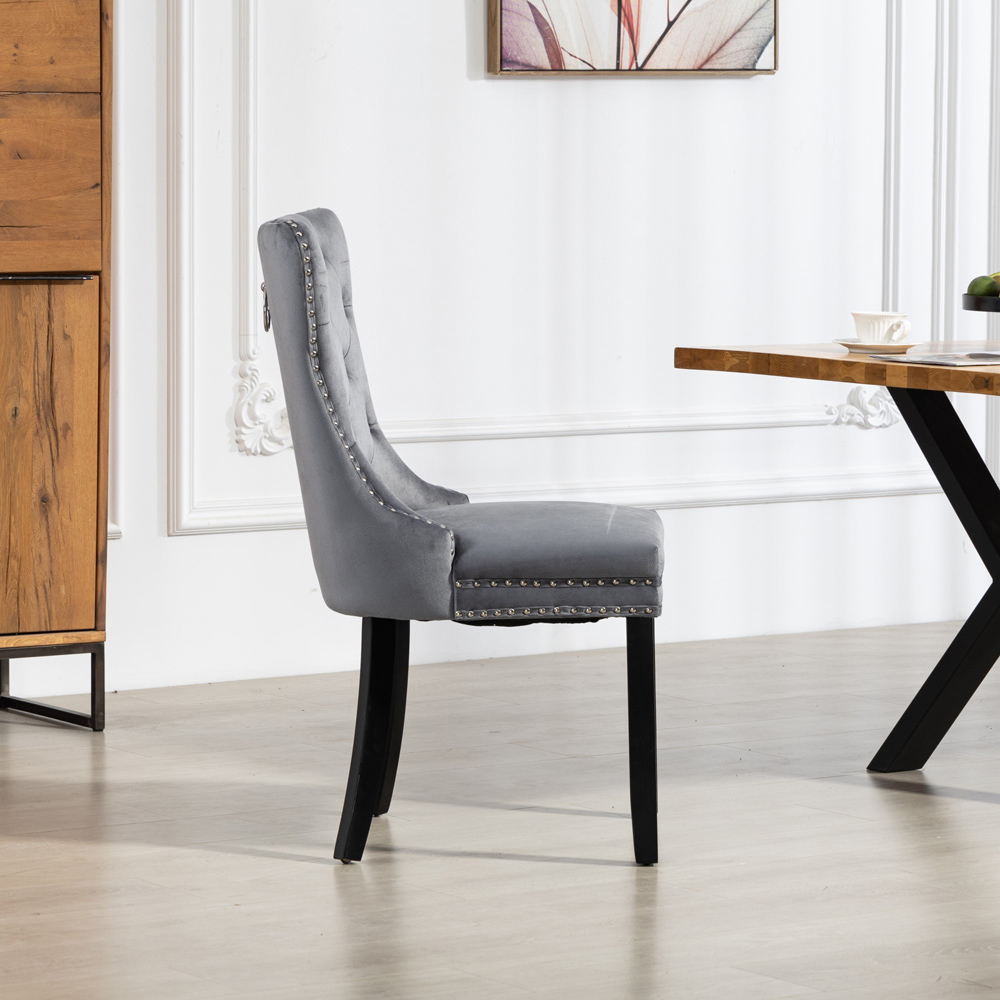 Artemis Home Ceres Set of 2 Grey Velvet Fabric Dining Chair Image 3