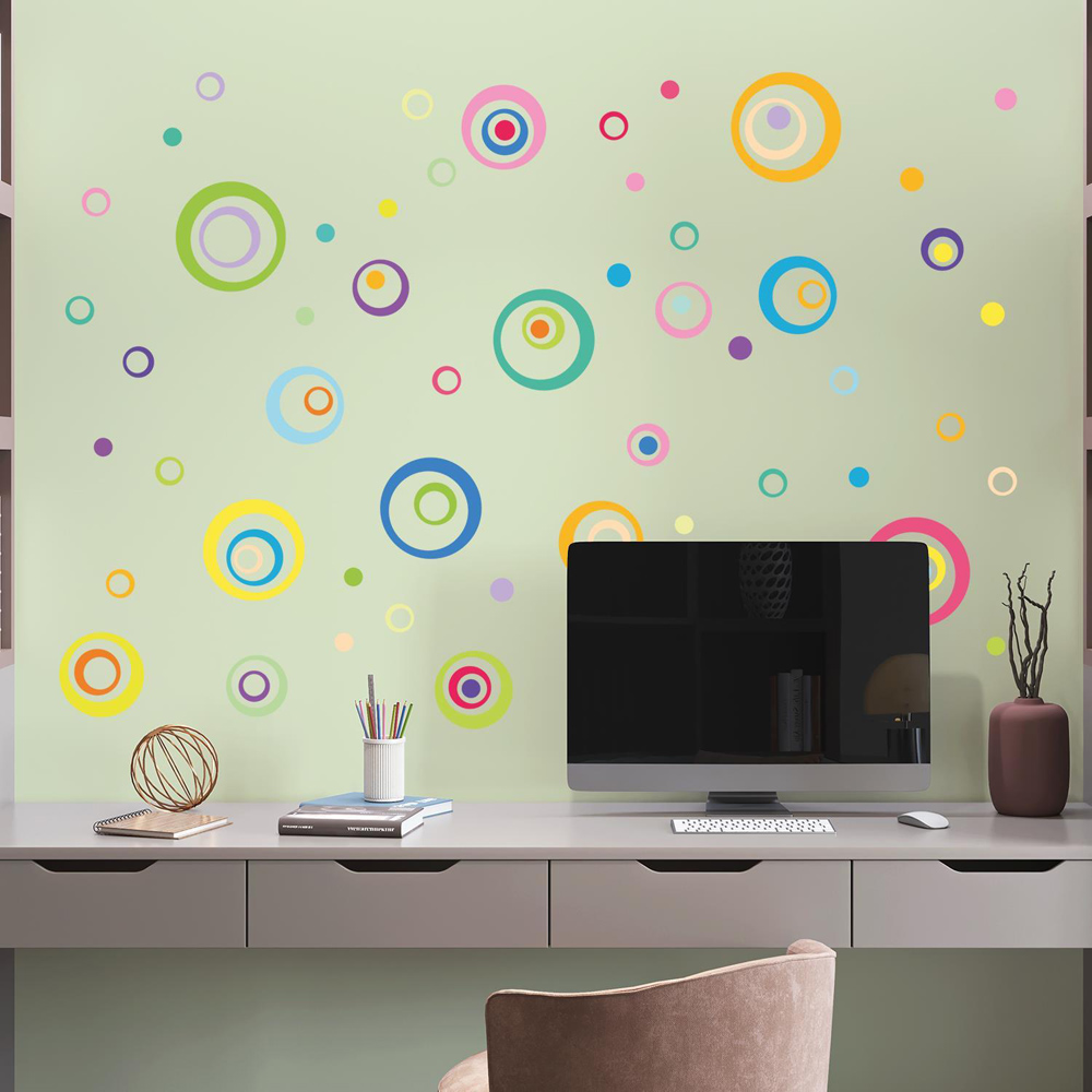 Walplus Kids Colourful Circles and Rings Self Adhesive Wall Stickers Image 2