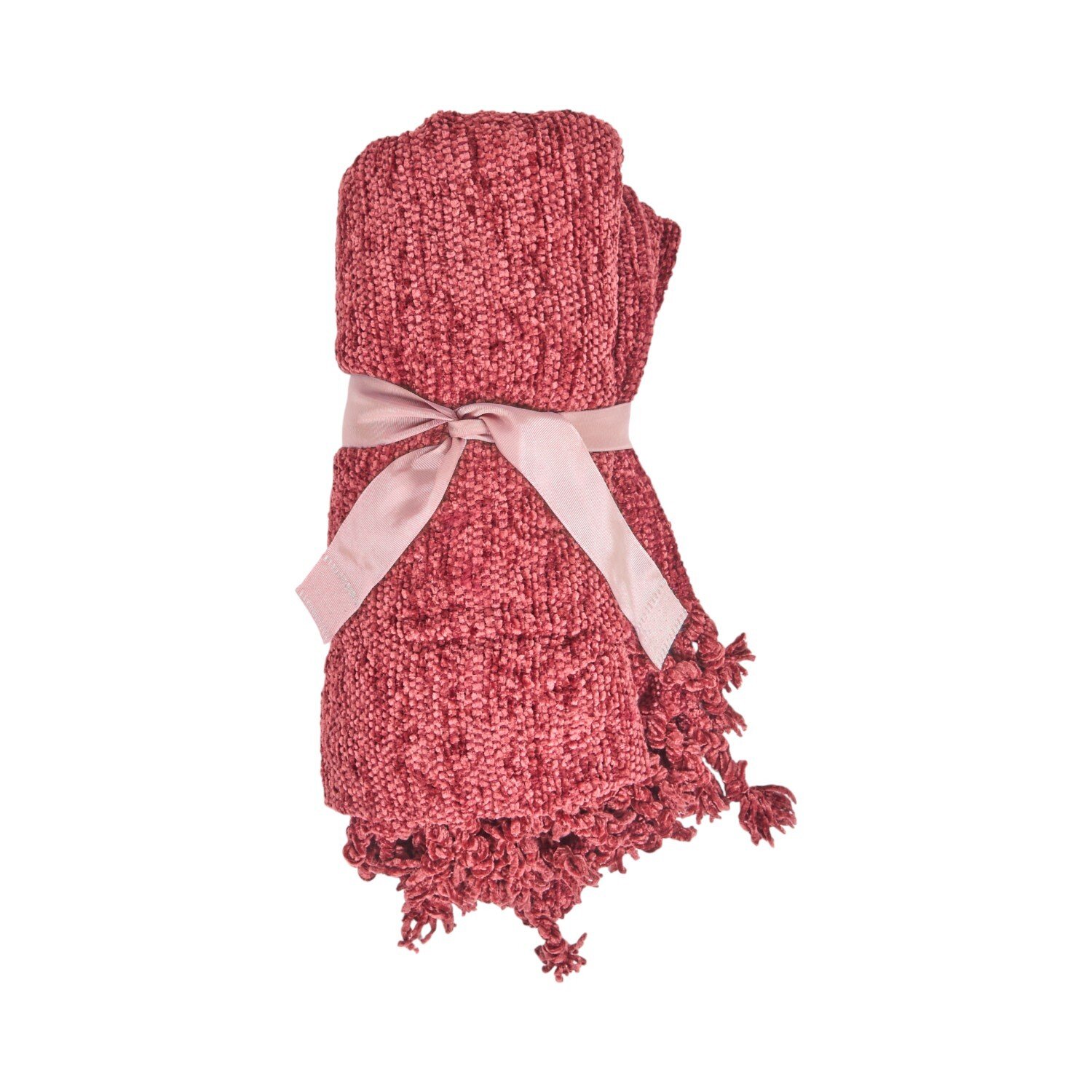 Chenille Tassel Throw Burgundy Image 2