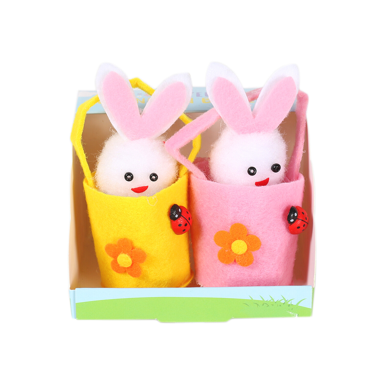 Two Bunnies In Felt Buckets Image 1