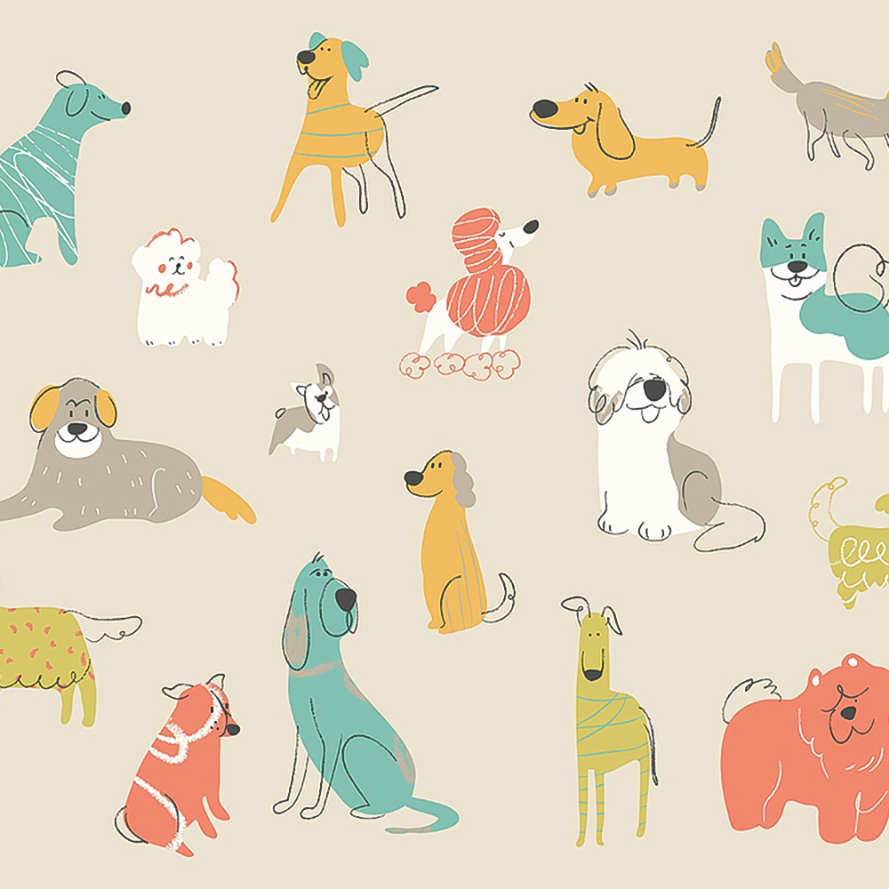 Origin Murals Happy Dogs Gold Wall Mural Image 2