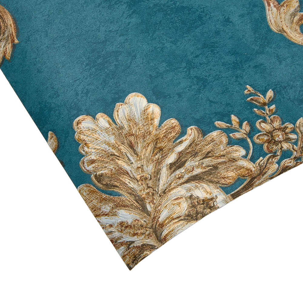Living and Home Damask Pattern 3D Embossed Dark Blue Non-Pasted Non-Woven Vintage Wallpaper Image 5