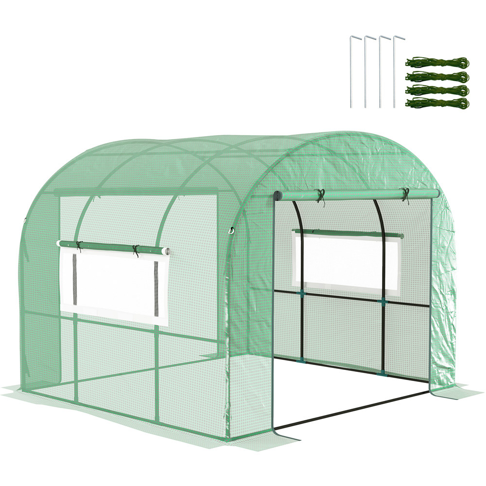 Outsunny 9.8 x 9.8ft Polytunnel Greenhouse with Door and Mesh Window Image 3