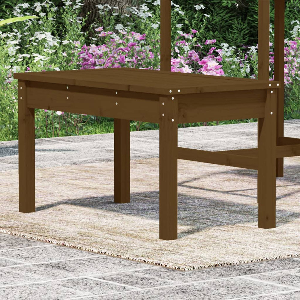 vidaXL Honey Brown Solid Pine Wood Slatted Garden Bench 80 x 44 x 45cm Image 1
