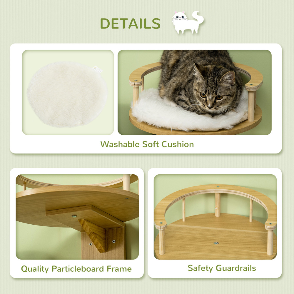 PawHut Beige Wall Mounted Cat Activity Centre Image 3