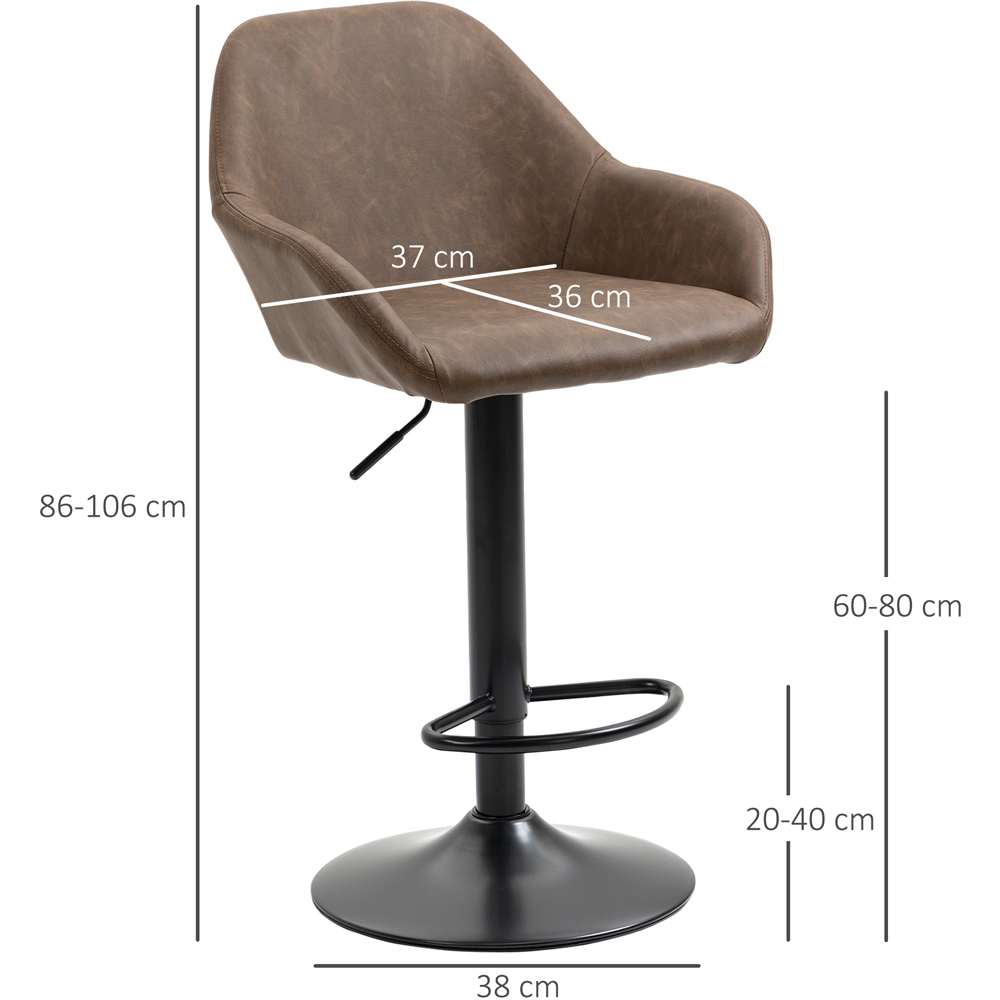 Portland Brown Height Adjustable Swivel Bar Stool Set of 2 Image 7