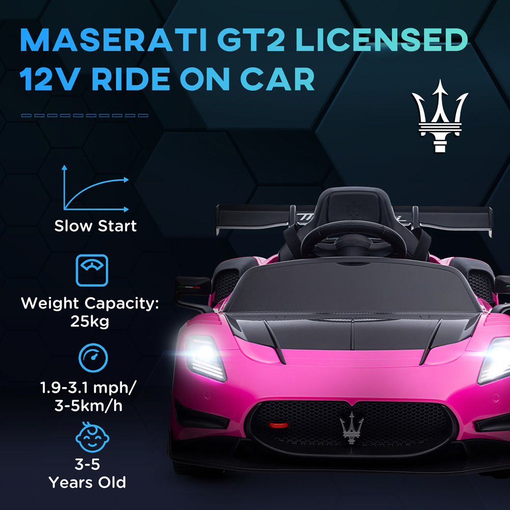 AIYAPLAY Pink Licensed Maserati GT2 Kids Electric Ride on Car with Remote Image 4