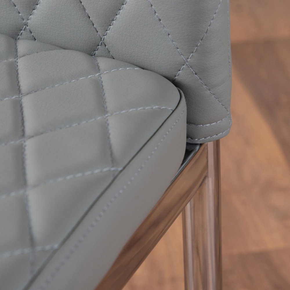 Furniturebox Arona Valera Marble Effect 6 Seater Round Dining Set White Chrome and Grey Image 8