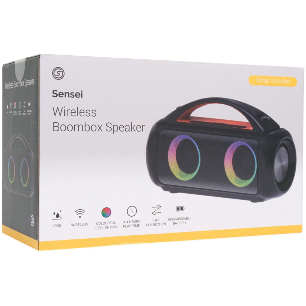 Wireless Boombox LED Speaker Black Image 2