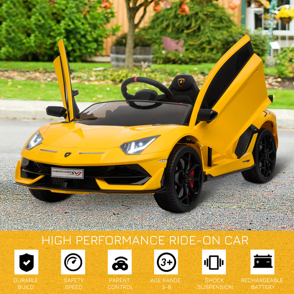 Tommy Toys Lamborghini SVJ Kids Ride On Electric Car Yellow 12V Image 3