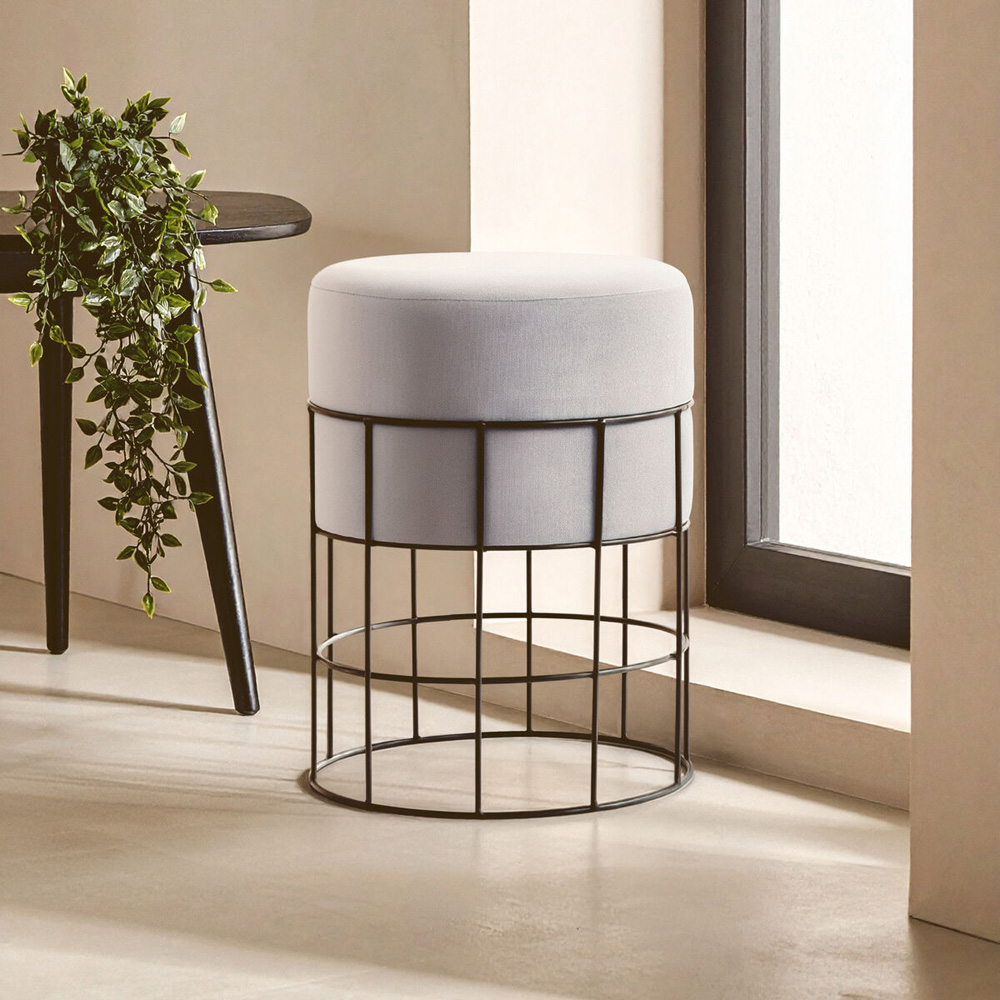 Premier Housewares Hayes Cage Frame Velvet Stool Image 2