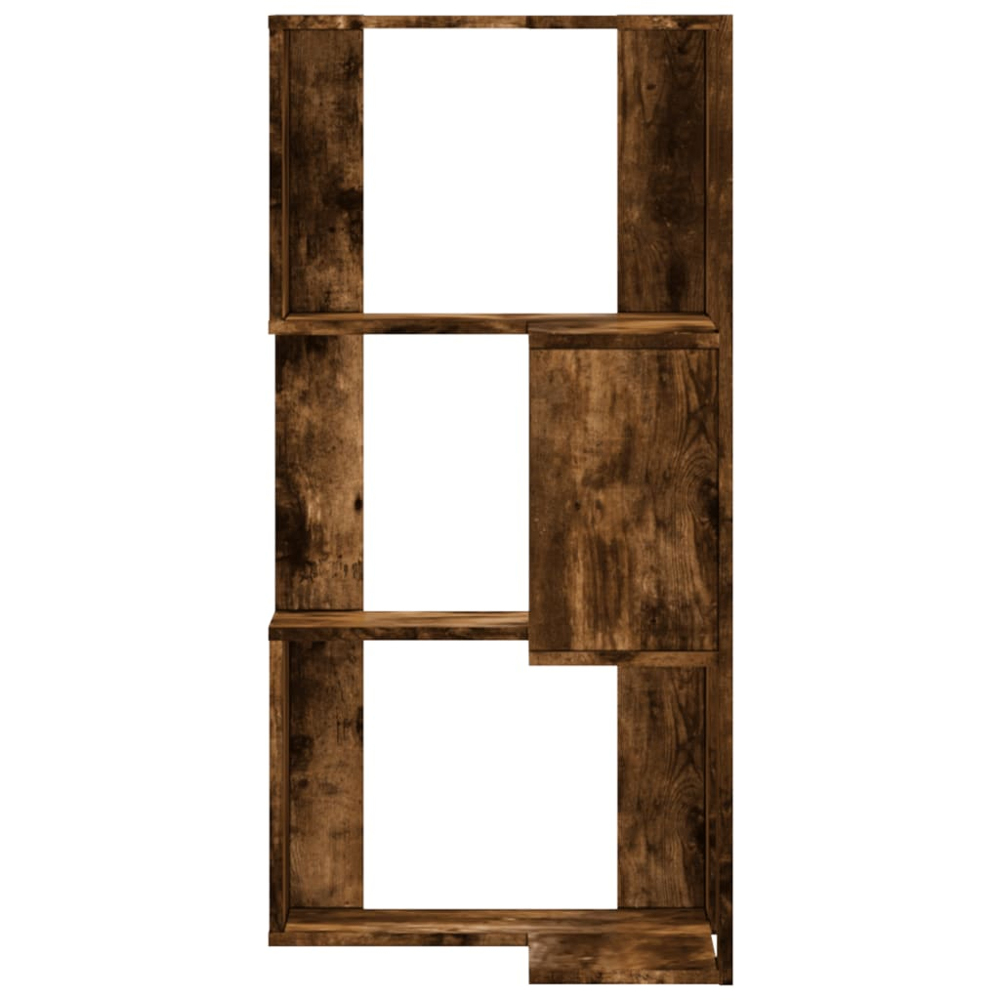 vidaXL 3 Shelf Smoked Oak Corner Bookcase Image 4