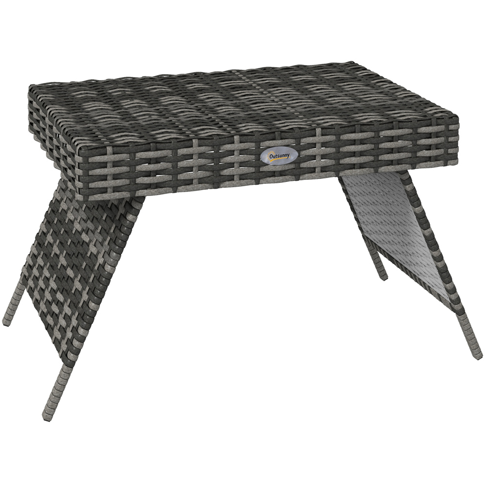 Outsunny Grey Rattan Foldable Square Metal Coffee Table Image 2